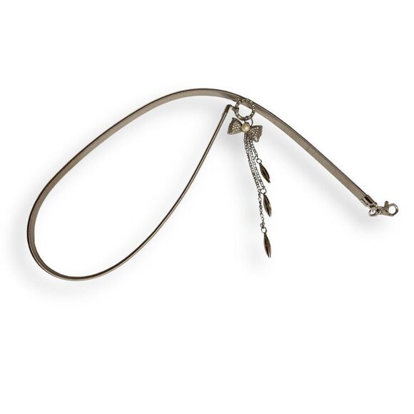 Silver Round Crystal Bow Buckle Metal Adjustable Fashion Cinch Belt - NEW - Picture 4 of 4